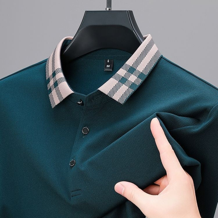 Autumn And Winter New Men's Fleece T-shirt Lapel Loose, Simple And All-matching
