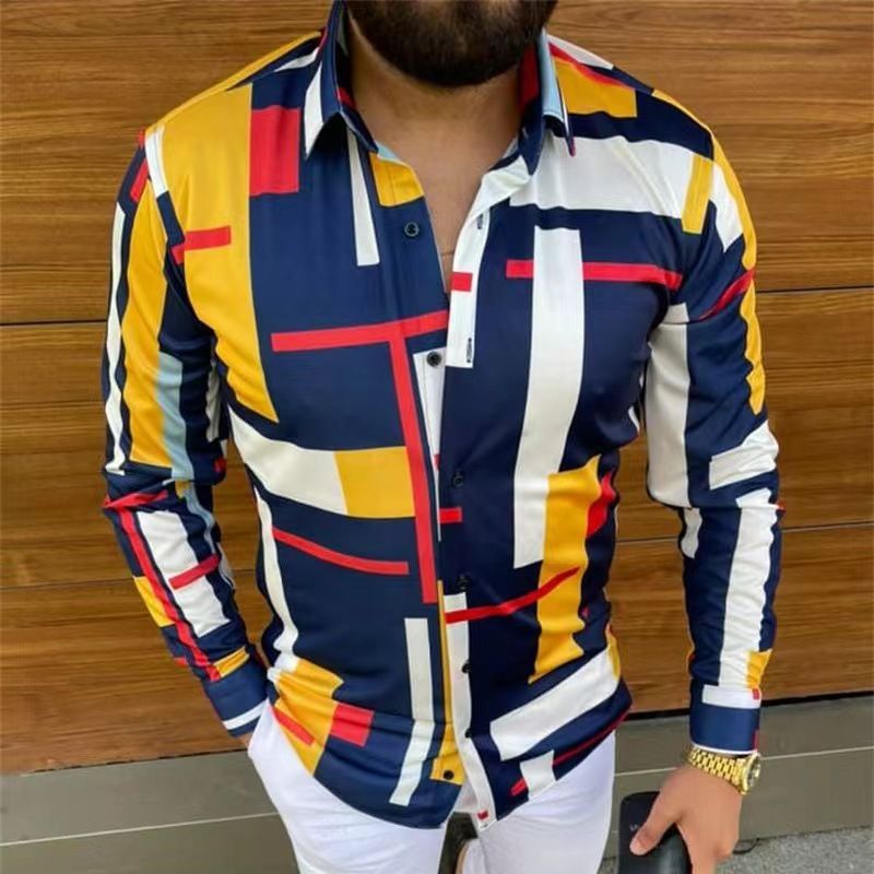 Printed Long Sleeve Slim Fit Men's Shirt