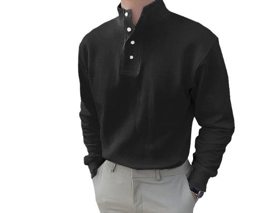 Men's Plain Long-sleeved Shirt With Ordinary Slit