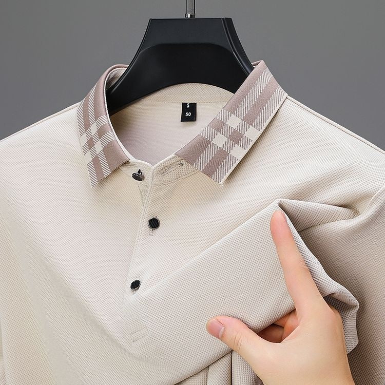 Autumn And Winter New Men's Fleece T-shirt Lapel Loose, Simple And All-matching