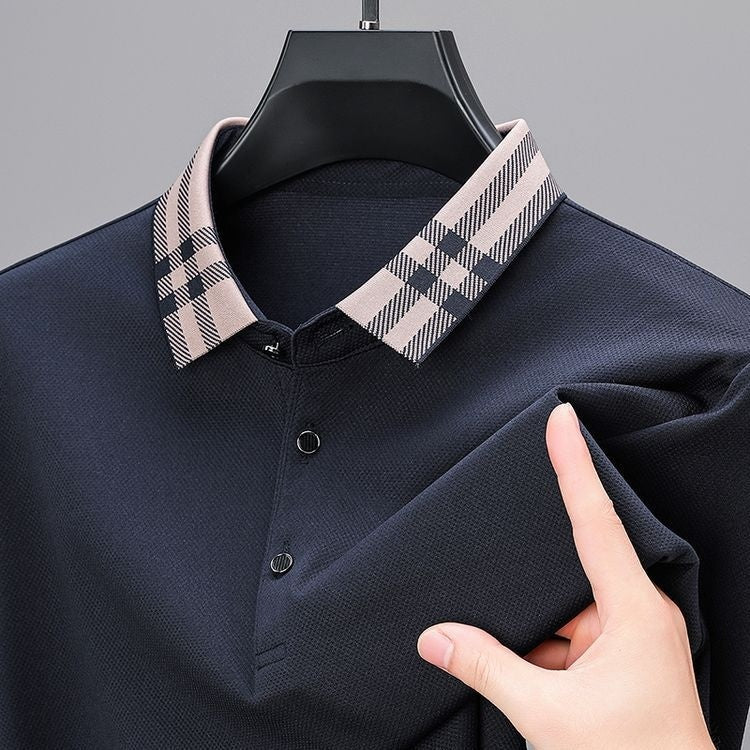 Autumn And Winter New Men's Fleece T-shirt Lapel Loose, Simple And All-matching